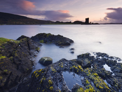 Twilight On The Shores Of Loch Linnhe, Looking Out Towards The Silhouette Of Castle Stalker by Adam Burton Pricing Limited Edition Print image