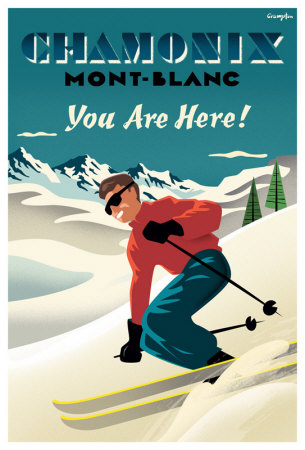 Mont Blanc, Chamonix, You Are Here! by Michael Crampton Pricing Limited Edition Print image