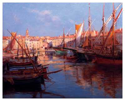 Port De St Tropez, Cote D'azur by Emile Joseph Humblot Pricing Limited Edition Print image