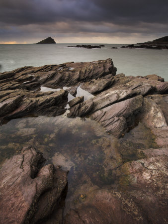 Wembury Bay, Looking Towards The Great Mewstone On The Horizon, Wembury Bay, Devon, England, Uk by Adam Burton Pricing Limited Edition Print image