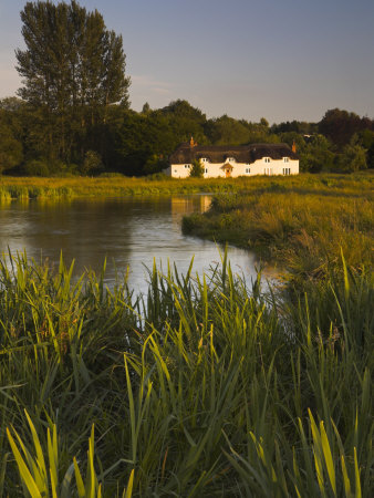 Cottage Across The River Test At Chilbolton Common, Chilbolton, Hampshire, United Kingdom by Adam Burton Pricing Limited Edition Print image