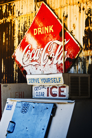 Panneau Publicitaire Coca Cola Dans Une Ancienne Station Essence Sur La Route 66 Iii by Philippe Hugonnard Pricing Limited Edition Print image