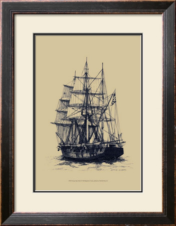 Antique Ship In Blue Ii by Mersky Pricing Limited Edition Print image