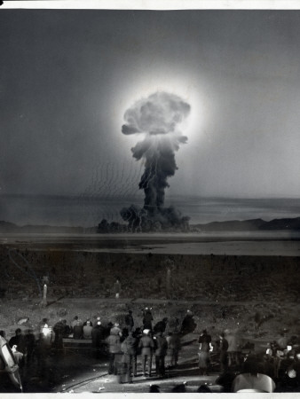 Mushroom Cloud Haloed With A Flash Of Light, From An Underground A-Bomb Blast Test In The Desert by J. R. Eyerman Pricing Limited Edition Print image