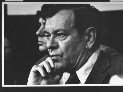 Senator Herman Talmadge And Unidentified Other Listen To Testimony During Watergate Hearings by Gjon Mili Pricing Limited Edition Print image