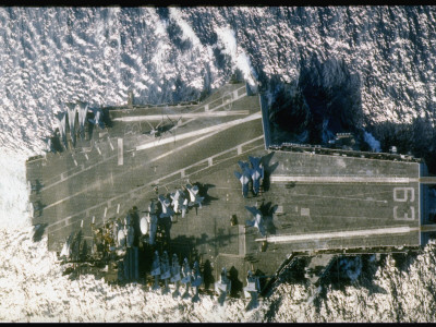 Aerial Port Quarter View Of Aircraft Carrier Uss Kitty Hawk Underway In Pacific Ocean by F. Davidson Pricing Limited Edition Print image