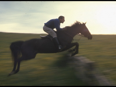 John E. Du Pont, Scion Of Huge Fortune, Practicing For Equestrian Sport On His Farm by Paul Schutzer Pricing Limited Edition Print image