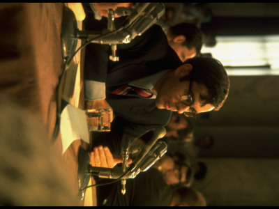 Ex-Presidential Aide Hugh Sloan Testifying At Watergate Hearings by Gjon Mili Pricing Limited Edition Print image
