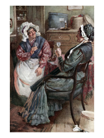 Charles Dickens's 'Martin Chuzzlewit' : Sairey Gamp And Betsey Prig Drinking Together by Cecil Alden Pricing Limited Edition Print image