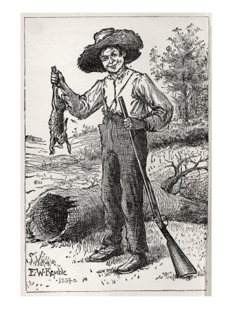Huck Finn Holding Gun And Hare, Hunting Limited Edition Print by Hugh ...