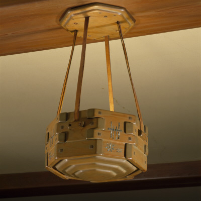 The David B, Gamble House, Pasadena, California, Octagonal Hanging Lamp In Master Bedroom by Mark Fiennes Pricing Limited Edition Print image