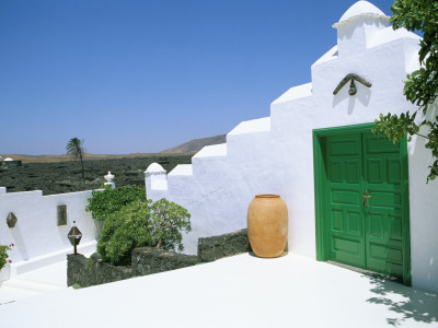 Green Door And Pot, Lanzarote, Canary Islands by Clive Nichols Pricing Limited Edition Print image