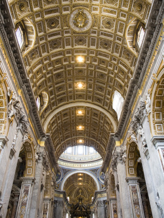 View To The Showing Elaborate Gold Ceiling, St Peter's Basilica, Vatican City, Rome, Italy by David Clapp Pricing Limited Edition Print image
