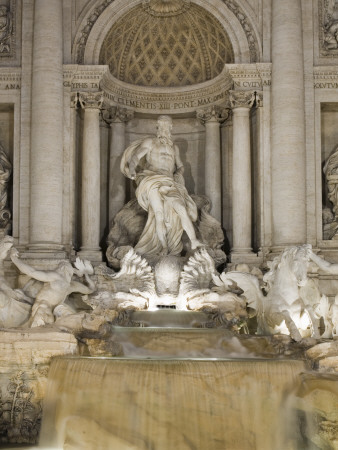 Central Statue And Fountain, Trevi Fountain, Rome, Italy, Architect: Gian Lorenzo Bernini by David Clapp Pricing Limited Edition Print image