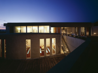 Casa Muntaner, Igualada, Exterior With Staircase And Balcony Area Night Shot, Architect: Claramunt by Eugeni Pons Pricing Limited Edition Print image