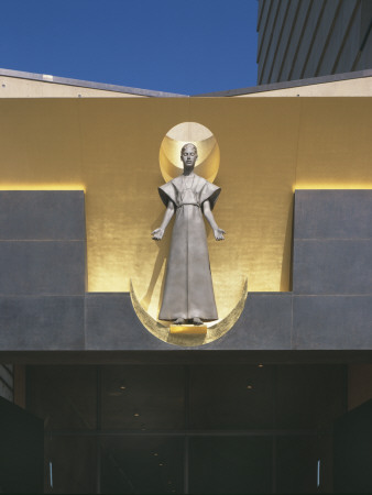 Cathedral Of Our Lady Of The Angels, Los Angeles, Usa, Sculpture With Halo Above The Southern Doors by John Edward Linden Pricing Limited Edition Print image