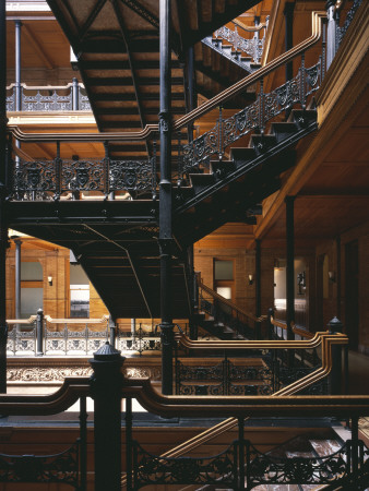 The Bradbury Building, Los Angeles (1893) Staircase With Cast Iron Ballustrades by John Edward Linden Pricing Limited Edition Print image