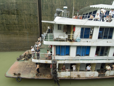 Local Boat, Locks, Three Gorges (Sanxia) Dam, Yangtze River, China by Natalie Tepper Pricing Limited Edition Print image