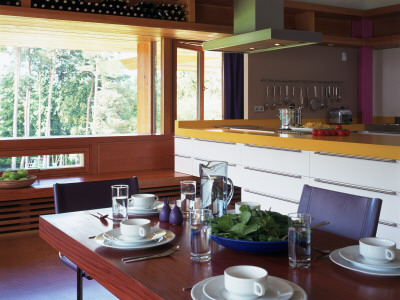 Lone Oak Hall, East Sussex - View Across Dining Table To Kitchen, Architect: Michael Wilford by Richard Bryant Pricing Limited Edition Print image