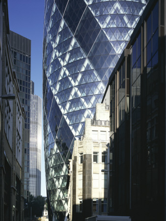 30 St Mary Axe, The Gherkin, City Of London, 1997 - 2004 - Exterior Detail by Richard Bryant Pricing Limited Edition Print image