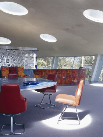 Spaceship House, Near Sydney, New South Wales, 1963, Dining Area With Round Table by Richard Powers Pricing Limited Edition Print image