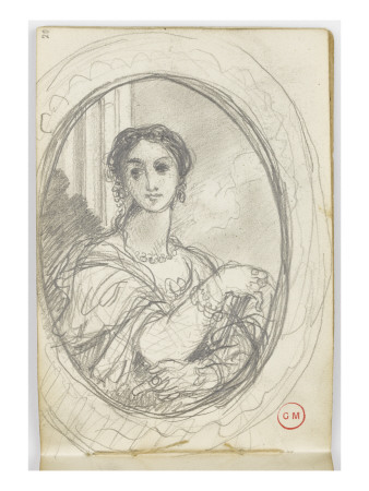 Carnet De Dessins : Portrait De Femme En Médaillon De Face by Gustave Moreau Pricing Limited Edition Print image