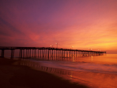 Fishing Pier At Sunrise, Nags Head , North Carolina, Usa by Michael Defreitas Pricing Limited Edition Print image