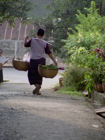Woman Carrying Baskets, Laos by Eloise Patrick Pricing Limited Edition Print image