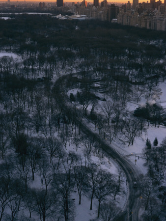 Twilight View From Above Snow-Covered Central Park by Melissa Farlow Pricing Limited Edition Print image