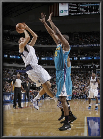 New Orleans Hornets V Dallas Mavericks: Dirk Nowitzki, Didier-Ilunga Mbenga by Danny Bollinger Pricing Limited Edition Print image