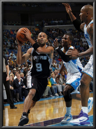 San Antonio Spurs V New Orleans Hornets: Tony Parker, Chris Paul And David West by Layne Murdoch Pricing Limited Edition Print image