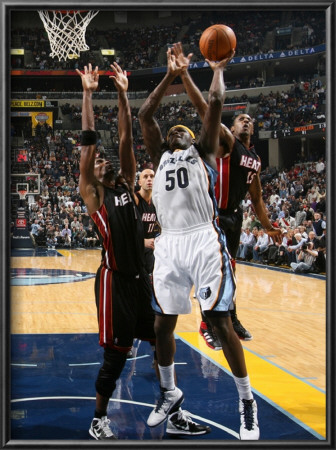 Miami Heat V Memphis Grizzlies: Zach Randolph, Mario Chalmers And Chris Bosh by Joe Murphy Pricing Limited Edition Print image