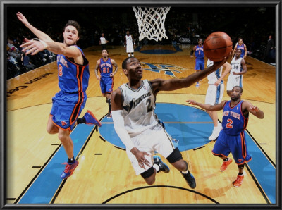 New York Knicks V Washington Wizards: John Wall, Danilo Gallinari And Raymond Felton by Ned Dishman Pricing Limited Edition Print image