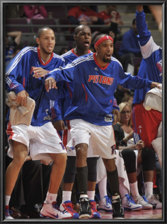 Toronto Raptors V Detroit Pistons: Richard Hamilton, Tayshaun Prince And Rodney Stuckey by Allen Einstein Pricing Limited Edition Print image