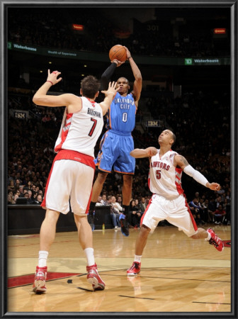 Oklahoma City Thunder V Toronto Raptors: Russell Westbrook And Andrea Bargnani by Ron Turenne Pricing Limited Edition Print image