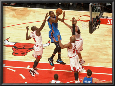 Oklahoma City Thunder V Chicago Bulls: Kevin Durant, Luol Deng, Taj Gibson And Carlos Boozer by Joe Murphy Pricing Limited Edition Print image