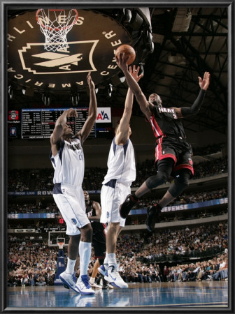 Miami Heat V Dallas Mavericks: Dwyane Wade, Dirk Nowitzki And Ian Mahinmi by Glenn James Pricing Limited Edition Print image