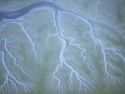 Aerial Shot Of Wavy Stream Channels In Tidal Inlet, Southeast Alaska by Stephen Sharnoff Pricing Limited Edition Print image