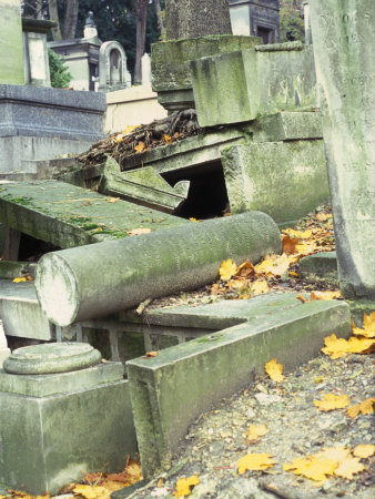 Fallen And Broken Tombs In Pere Lachaise Cemetery In Paris by Stephen Sharnoff Pricing Limited Edition Print image