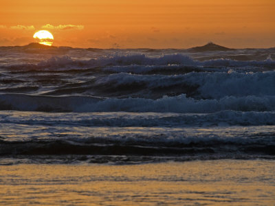 Sunset Over Lines Of Breaking Waves Along Northern California Coast by Stephen Sharnoff Pricing Limited Edition Print image