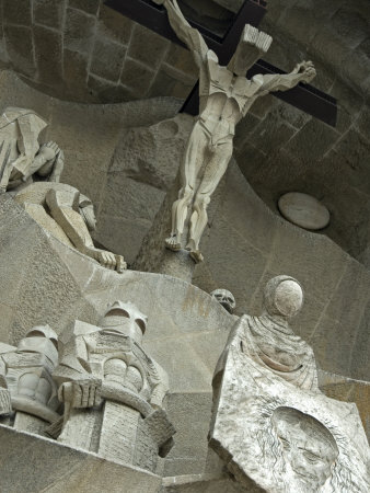 Statues Of Christ And Others On The Facade Of Sagrada Familia by Stephen Sharnoff Pricing Limited Edition Print image