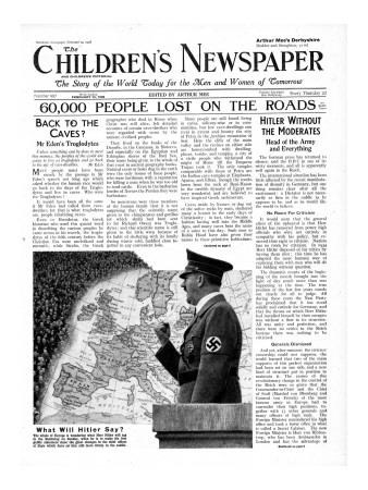 What Will Hitler Say?, Front Page Of 'The Children's Newspaper', 1938 by English School Pricing Limited Edition Print image