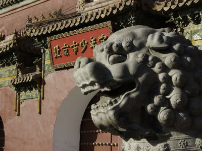 Lion Head Sculpture Seen From The Side, China by Ryan Ross Pricing Limited Edition Print image