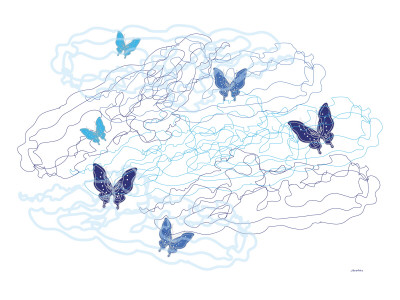 Blue Butterfly With Trails by Avalisa Pricing Limited Edition Print image