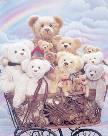 Teddies In Basket by Ron Kimball Pricing Limited Edition Print image