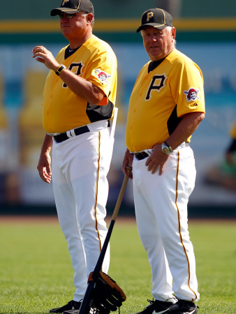 Minnesota Twins V Pittsburgh Pirates, Bradenton, Fl - March 02: Clint Hurdle And Bill Mazeroski by J. Meric Pricing Limited Edition Print image