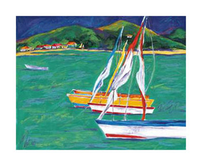 Tropical Sailboats Ii by Joyce Shelton Pricing Limited Edition Print image