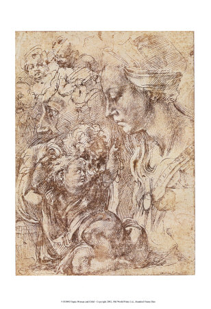 Sepia Woman And Child by Michelangelo Buonarroti Pricing Limited Edition Print image