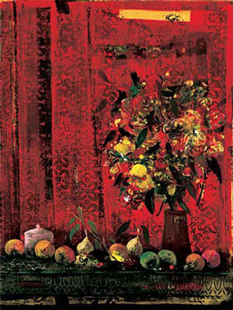 Mesa Con Mantel Rojo by Juaquin Hidalgo Pricing Limited Edition Print image