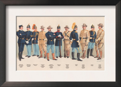 Uniforms: 4 Cavalry, 2 Engineers, 1 Hospital, 2 Staff, 2 Signal Corps, 1899 by Arthur Wagner Pricing Limited Edition Print image